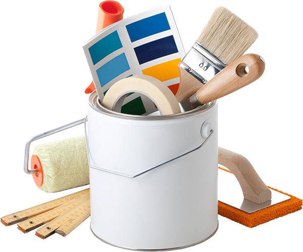 tools in a paint bucket